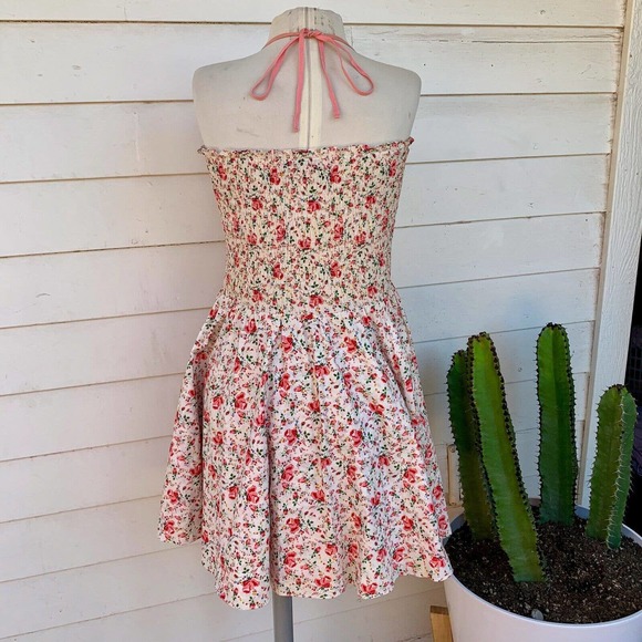 Vintage Betsey Johnson 90 2000 y2k Corset Floral Halter Strapless Full Sun Dress - Picture 6 of 17